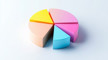 Aufkleber - A minimalist D pie chart with pastel-colored slices, smoothly separated to reveal individual sections, placed on a clean white background.