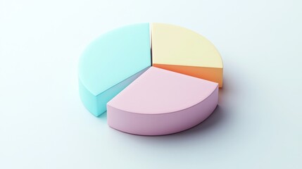 Aufkleber - A minimalist D pie chart with pastel-colored slices, smoothly separated to reveal individual sections, placed on a clean white background.
