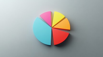 Aufkleber - A professional pie chart depicting monthly expense distribution, with bright segments for categories like rent, groceries, and entertainment, set against a simple gray background.