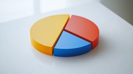 Poster - A simple, clear pie chart illustrating household financial planning, with different categories for savings, bills, and leisure, presented on a clean white surface.
