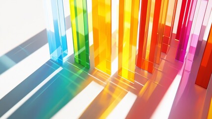 Aufkleber - A vibrant D bar chart with rainbow-colored bars, each one labeled with clear data, set against a simple white background for an eye-catching presentation.