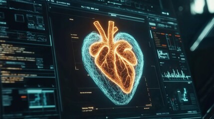Poster - A vibrant heart wave chart displayed on a digital interface, with pulsing animations that capture the attention and represent heart health