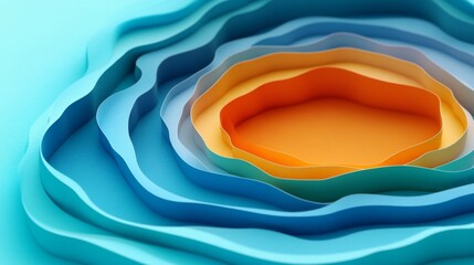 Leinwandbilder - Creative abstract graphic featuring layered paper-cut style shapes in pastel tones, creating a D visual effect with depth and texture