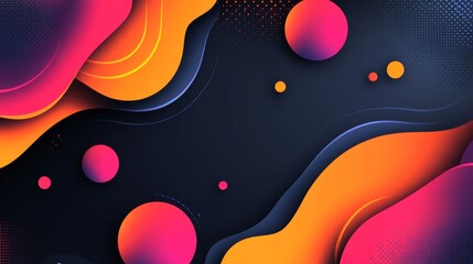 Leinwandbilder - Vibrant, gradient-colored blobs and fluid shapes on a black background, giving a modern and abstract feel to the overall design