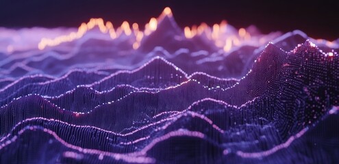 Poster - abstract purple and orange digital landscape.