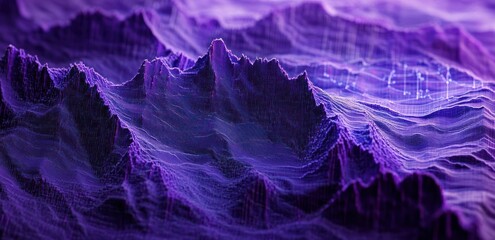 Wall Mural - abstract purple mountain range landscape, digital art.