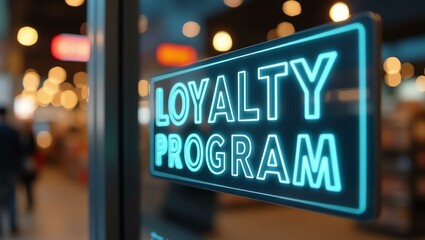 aesthetic sign with the word loyalty program on a market background
