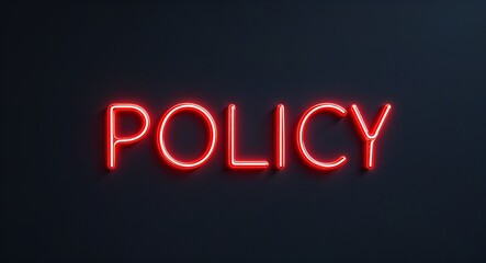 Wall Mural - privacy policy word lettering with neon red glow on plain black dark background