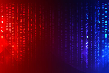 Binary code in red and blue digital background