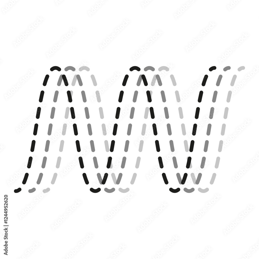 Wavy lines design. Curved dotted pattern. Abstract vector art. Black ...