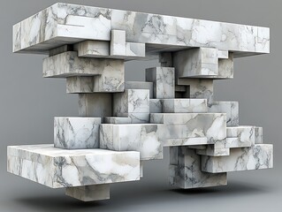 Canvas Print - Abstract Marble Sculpture, Studio Shot, Grey Background, Design Element