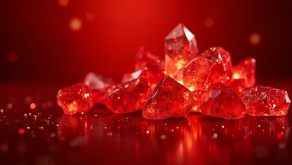 Wall Mural - red themed sparkling crystal shards background