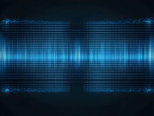 Wall Mural - abstract blue digital waveforms flow across a gridded background dynamically