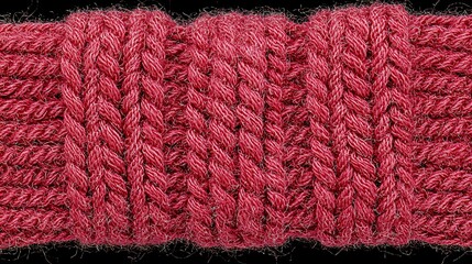 Sticker - Close-up red yarn texture, knitting detail, fabric background, textile design