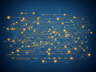 Wall Mural - abstract technology background shows interconnected nodes and lines with glowing particles dynamical