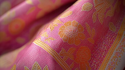 Sticker - Pink floral fabric textile texture detail