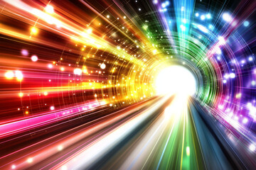 Wall Mural - colorful light tunnel with dynamic energy