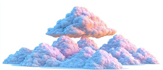 Wall Mural - Dreamlike Fluffy Cloudscape  Pastel Pink   Blue 3D Render