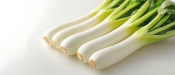 Canvas Print - Fresh white scallions on white background