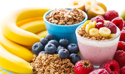 Canvas Print - Healthy breakfast parfait, fruit, granola, studio