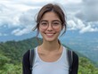 © midart - Girl wearing glasses mountain view portrait