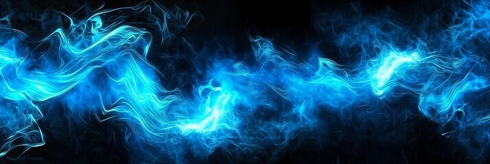 Wall Mural - mesmerizing abstract art showcasing the movement of blue energy waves in contrast with black.