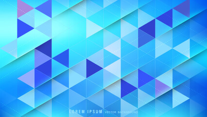 Wall Mural - Modern geometric abstract background featuring overlapping triangular patterns in various shades of blue