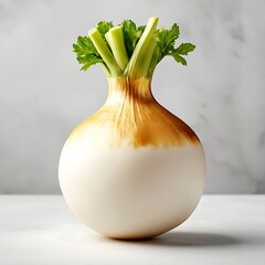 Canvas Print - White onion, celery, marble, studio, food photography