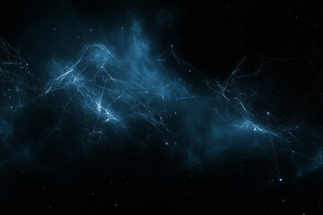 abstract digital network in space with blue light