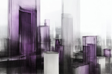 Wall Mural - Abstract cityscape with purple and gray tones