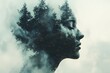 © Fridocha - Woman's profile with misty forest double exposure