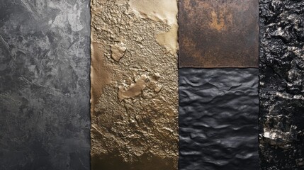 Poster - Abstract Gold and Black Stone Texture Design