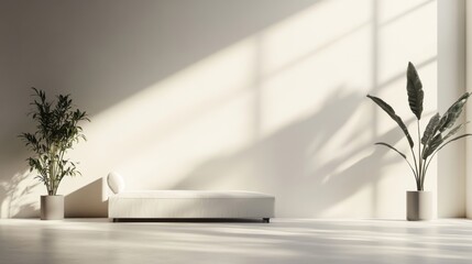 Wall Mural - Minimalist Interior Design with Sunlight and Plants