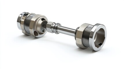 Fototapete - A metallic component featuring threaded ends, likely for mechanical or plumbing applications.