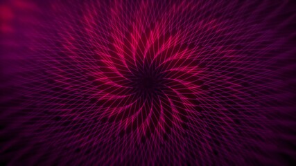 Wall Mural - Star geometric pattern neon shapes waves 3D animation motion graphics on dark background neon lines grid tunnel portal lighting glowing illusion pink magenta