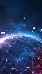 Poster - Global network connection, data flow, digital world, glowing particles background, website banner