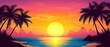 © Marketplace - Gorgeous tropical sunset over a beach with palm silhouettes- ideal for summer vacation themes