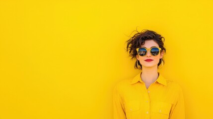 Wall Mural - A cheerful woman in a bright room looking confidently at the camera.