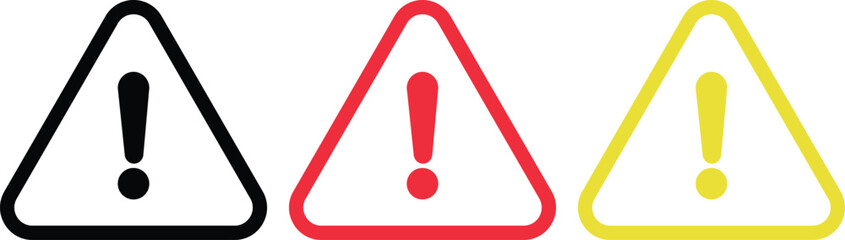 warning danger triangle icon in line set isolated on transparent background hazardous vector apps an