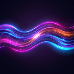Wall Mural - neon wave abstract: vibrant, dynamic neon waves in shades of pink, blue, and orange flow across a da