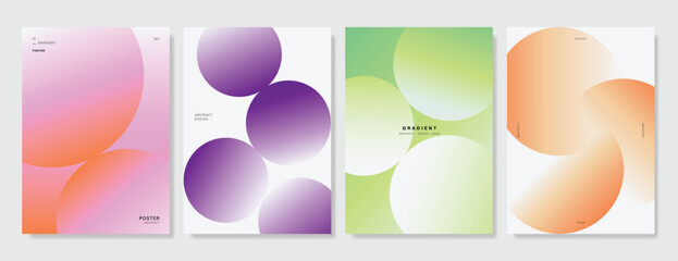 Wall Mural - modern gradient poster background vector set. minimalist cover template with vibrant perspective geo