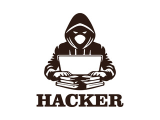 illustration hacker criminal security internet logo vector and background logo veckor hacker and shi