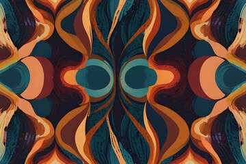 Wall Mural - 70's retro seamless wallpaper pattern material / vector illustration Generative AI