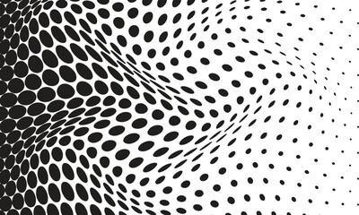 Poster - abstract simple black big to small dot wave pattern can be used background.