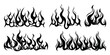 © THETO STUDIO - Silhouette Fire flames. Old school tattoo neo-tribal style or silhouette flame for cars. set vector icons. Fire sign. Fire flame icon isolated on white background. Vector illustration