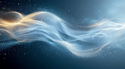 Wall Mural - abstract cosmic artwork: blue and gold energy flow, ethereal and dreamy, glowing particles and stars