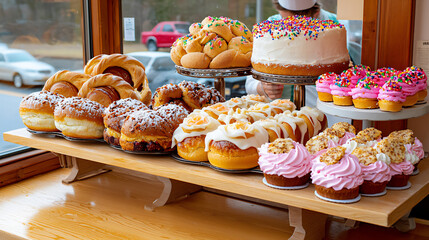 Wall Mural -  bustling bakery with fresh bread and pastries