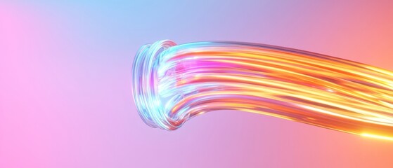 Aufkleber - Neon Fluid Dynamics Abstract Glass Curves in Gradient Hues - Visual Content for Tech Innovations and Digital Marketing in Creative Industries