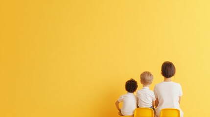 Aufkleber - Vibrant Preschool Education Diverse Children and Teacher in Yellow-Lit Classroom - Creative Early Learning Content for Arts and Lifestyle, Child Development Marketing