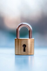Leinwandbilder - Contemporary Cybersecurity Display Brass Padlock on Frosted Glass - Tech and Digital Protection Content for Business Innovation and Secure Data Management